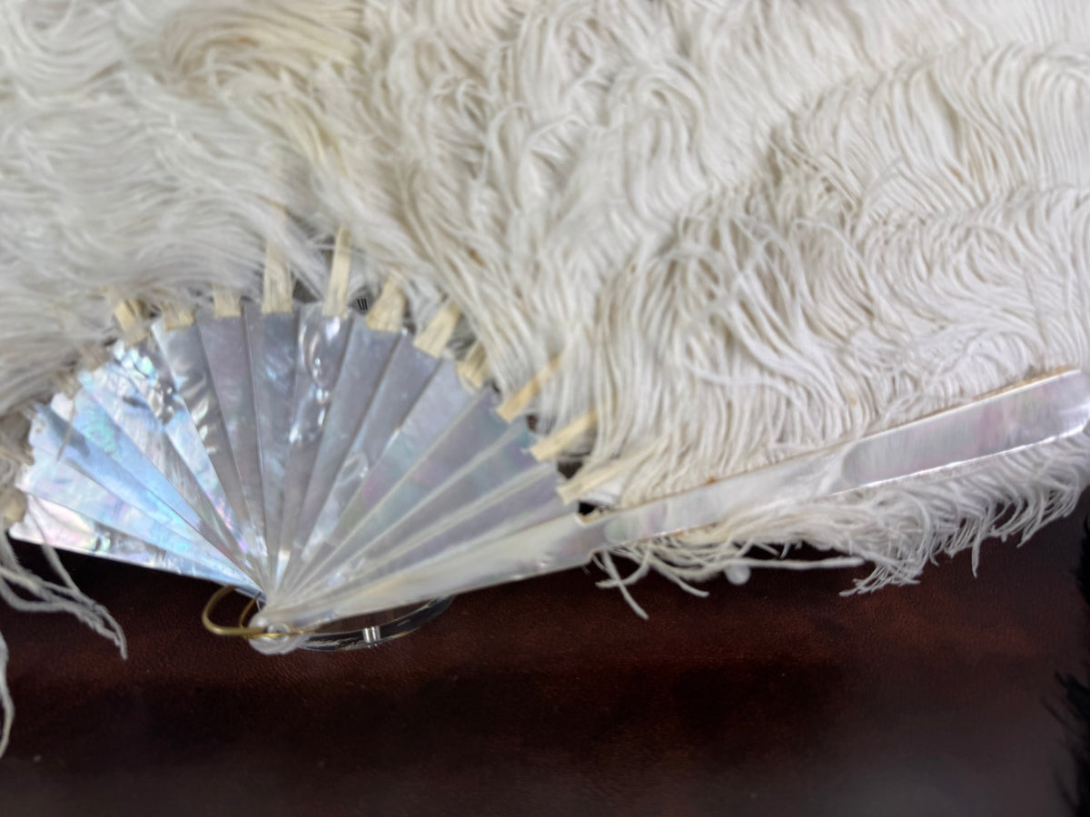 Set of Four Feather Fans and Three Antique Hand Fans – Late 19th to Early 20th Century