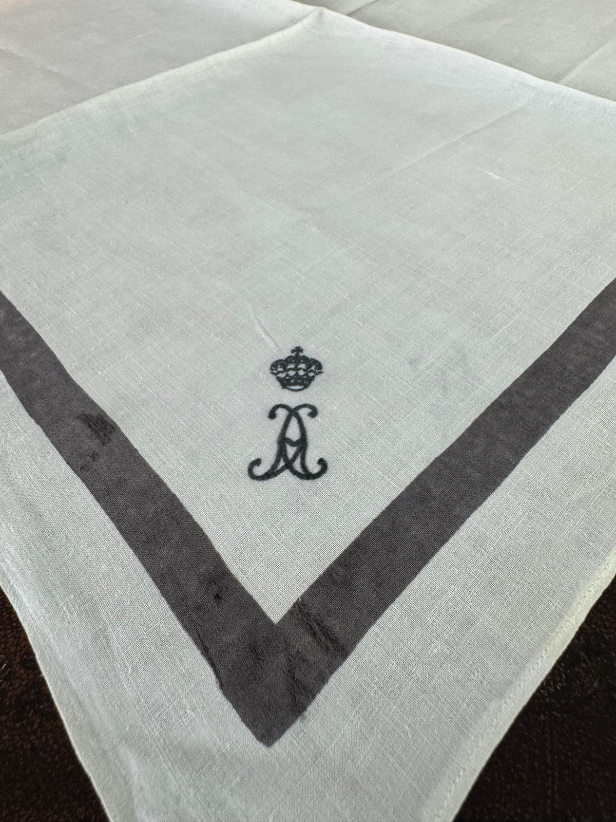 ROYAL Antique Mourning Handkerchief Collection, 19 Pieces with Württemberg Monograms, c. 1900