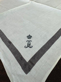 ROYAL Antique Mourning Handkerchief Collection, 19 Pieces with Württemberg Monograms, c. 1900