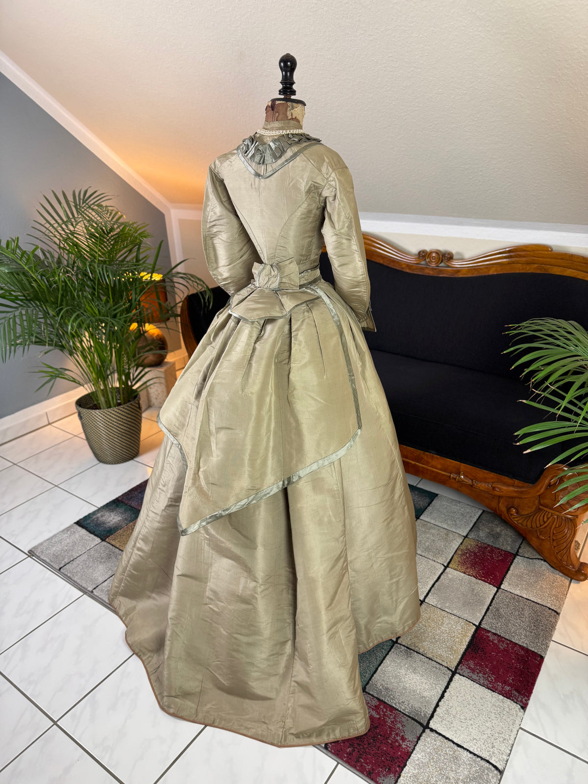Antique Victorian Silk Gown, England, ca. 1868