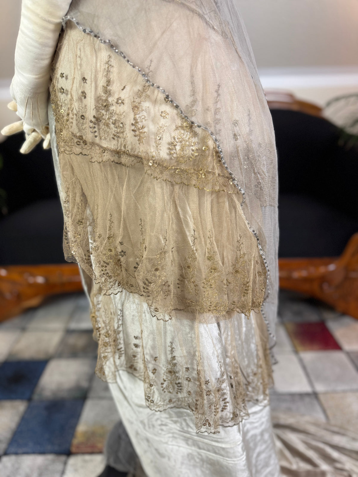 Antique GUSTAVE BEER Evening Dress – Silk Chiffon & Velvet, Paris Couture ca. 1912