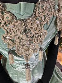 Antique ROUFF Paris Green Velvet Evening Dress – Victorian Couture ca. 1898