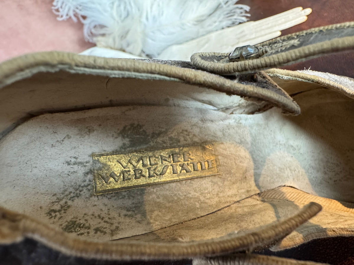 WIENER WERKSTÄTTE Shoes, Enamel Medaillons, Vienna, ca. 1910