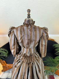 Antique Victorian Striped Day Dress – American Silk Ensemble circa 1891