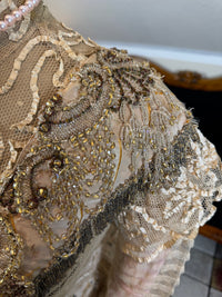 Antique Edwardian Evening Dress ca. 1908 – Painted Silk Panels & Crochet Lace Couture