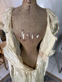 Chantilly & Sky Blue Satin Evening Dress, ca. 1914