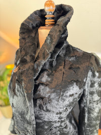 Edwardian ca. 1904 Long Black Faux Beaver‑Fur Coat – Victor Tailoring Co., Chicago