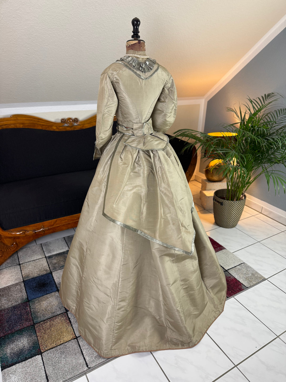Antique Victorian Silk Gown, England, ca. 1868