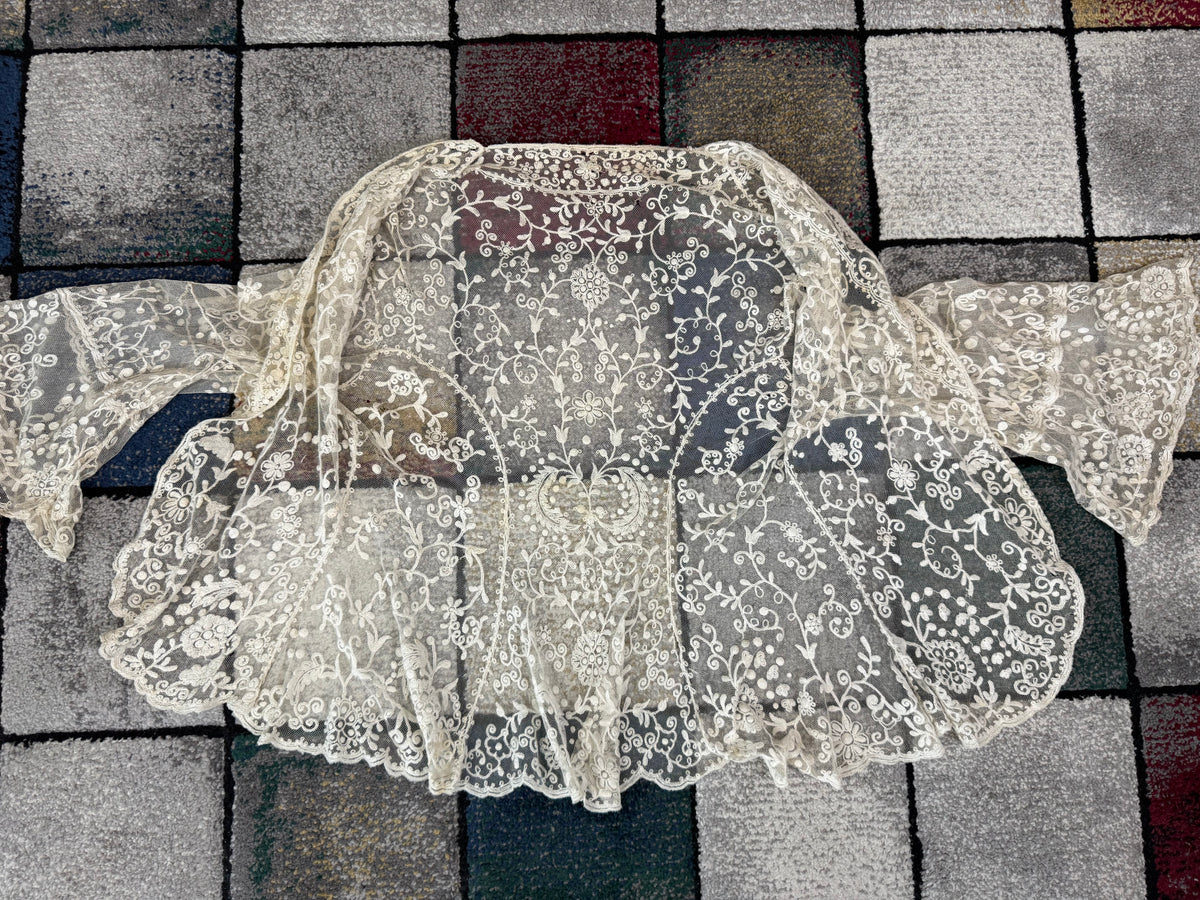 Edwardian White Embroidered Tulle Jacket, England, ca. 1906 – Decorative Overlay Garment