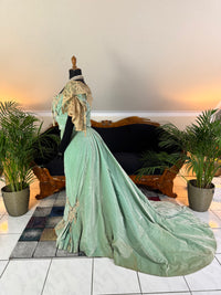 Antique ROUFF Paris Green Velvet Evening Dress – Victorian Couture ca. 1898