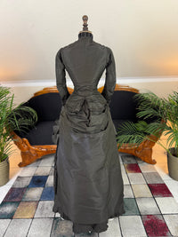 Antique Victorian Bustle Day Dress – American Satin Ensemble circa 1880