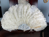 Set of Four Feather Fans and Three Antique Hand Fans – Late 19th to Early 20th Century