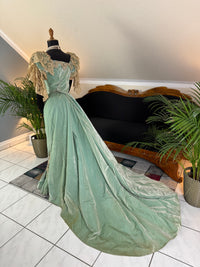 Antique ROUFF Paris Green Velvet Evening Dress – Victorian Couture ca. 1898