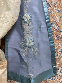 Chantilly & Sky Blue Satin Evening Dress, ca. 1914