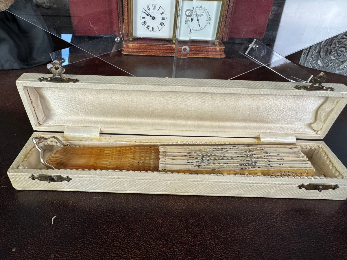 Set of Four Feather Fans and Three Antique Hand Fans – Late 19th to Early 20th Century