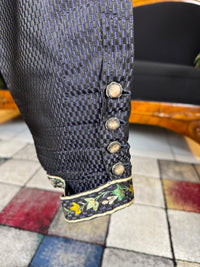 Antique Waistcoat & Blue Silk Knee‑Length Trousers, ca. 1790 – Embroidered Floral Menswear Ensemble