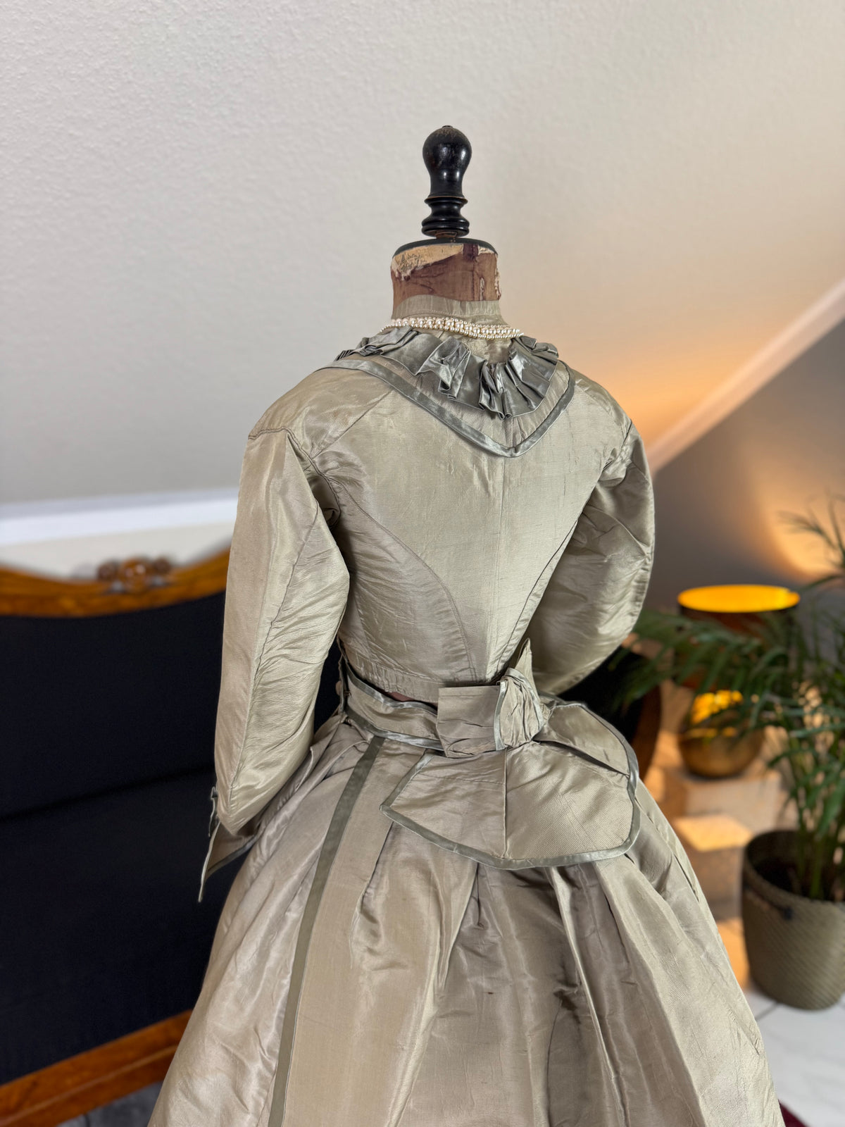 Antique Victorian Silk Gown, England, ca. 1868