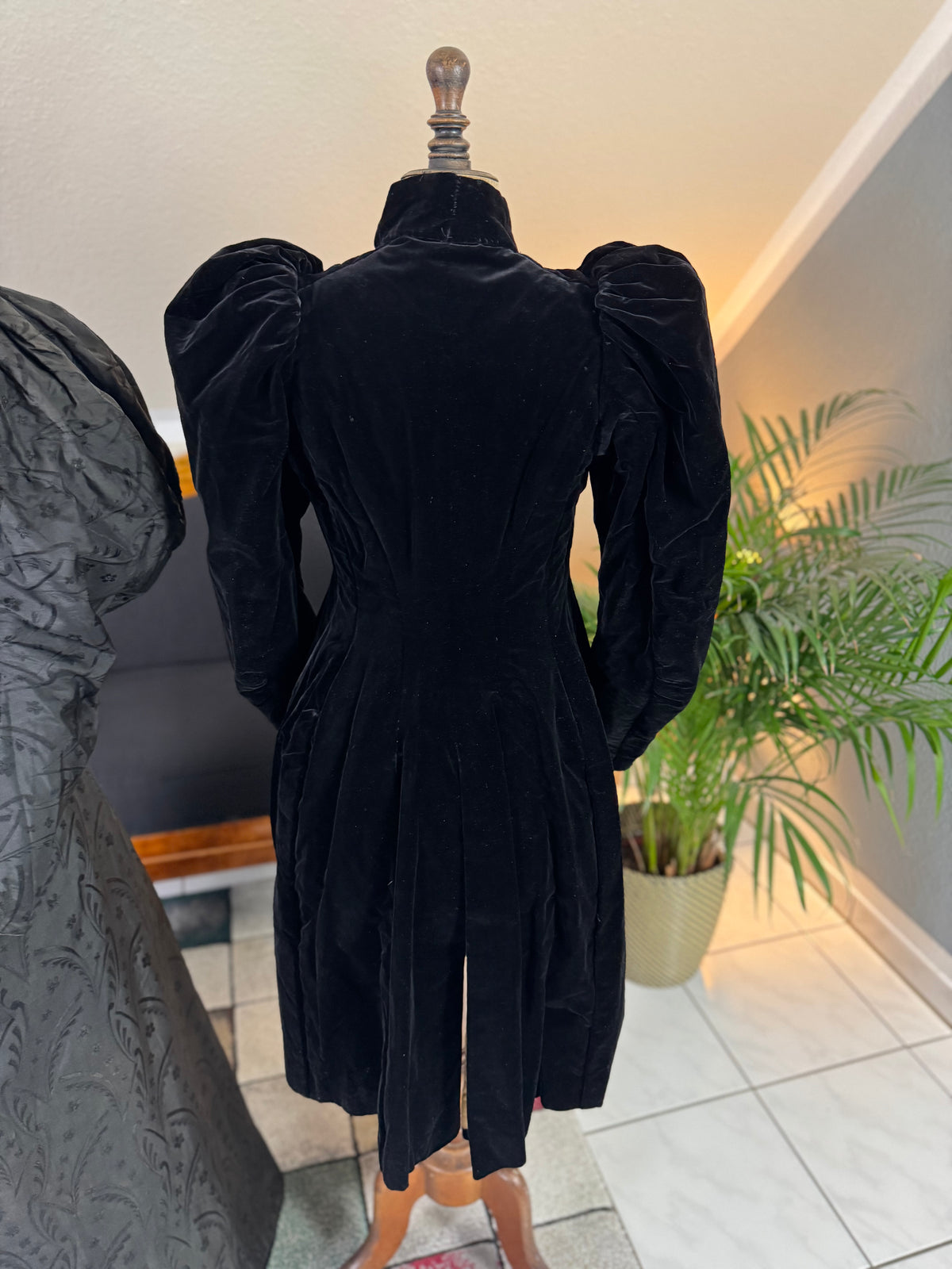 Victorian Silk Dress with Velvet Coat, ca. 1895 - Authentic American Antique Fashion