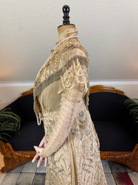 Antique Edwardian Evening Dress ca. 1908 – Painted Silk Panels & Crochet Lace Couture