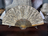 Set of Four Feather Fans and Three Antique Hand Fans – Late 19th to Early 20th Century