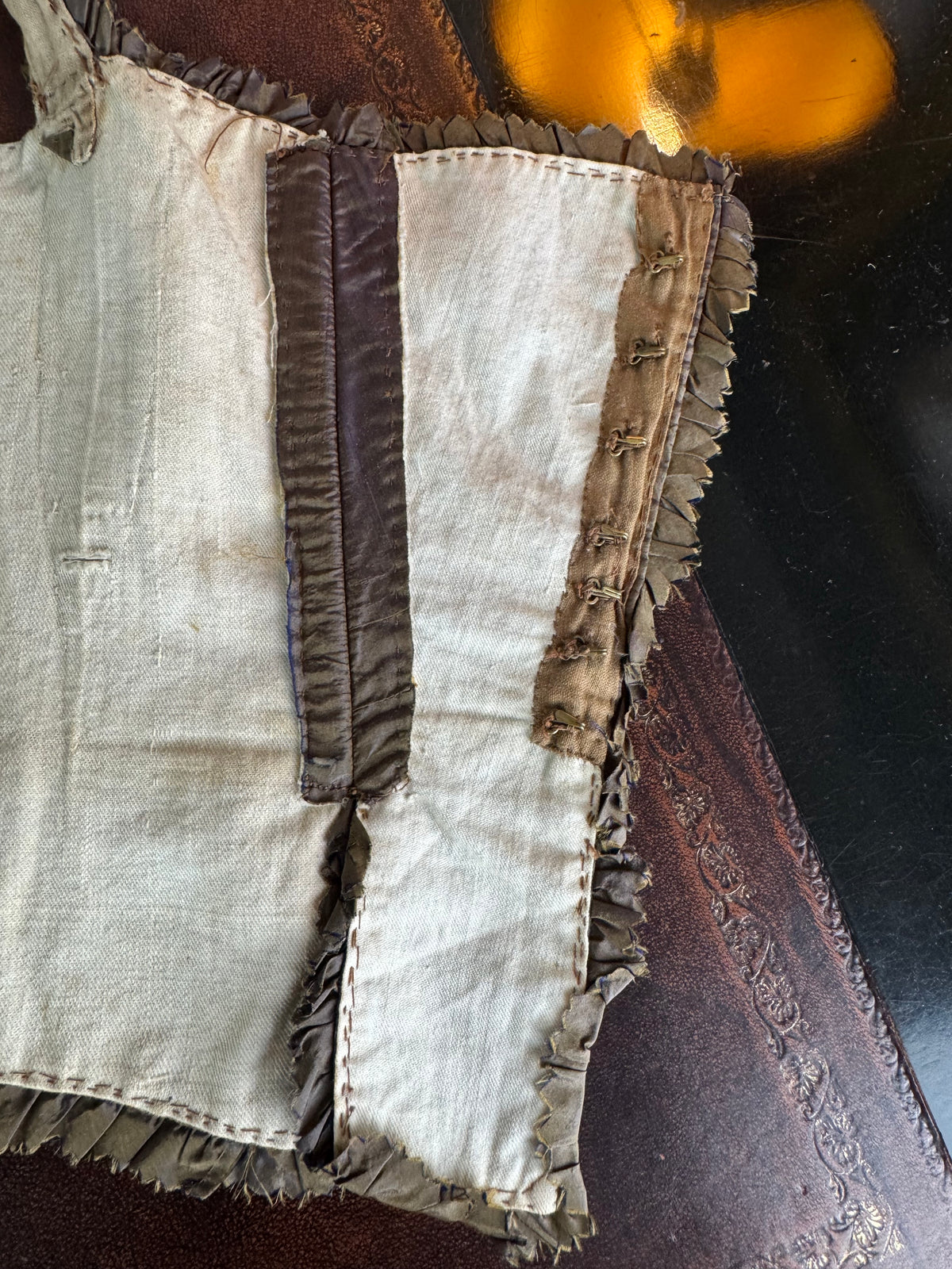 Rococo Bodice for a Young Girl, France, c. 1780 – Antique 18th‑Century Hand‑Sewn Garment