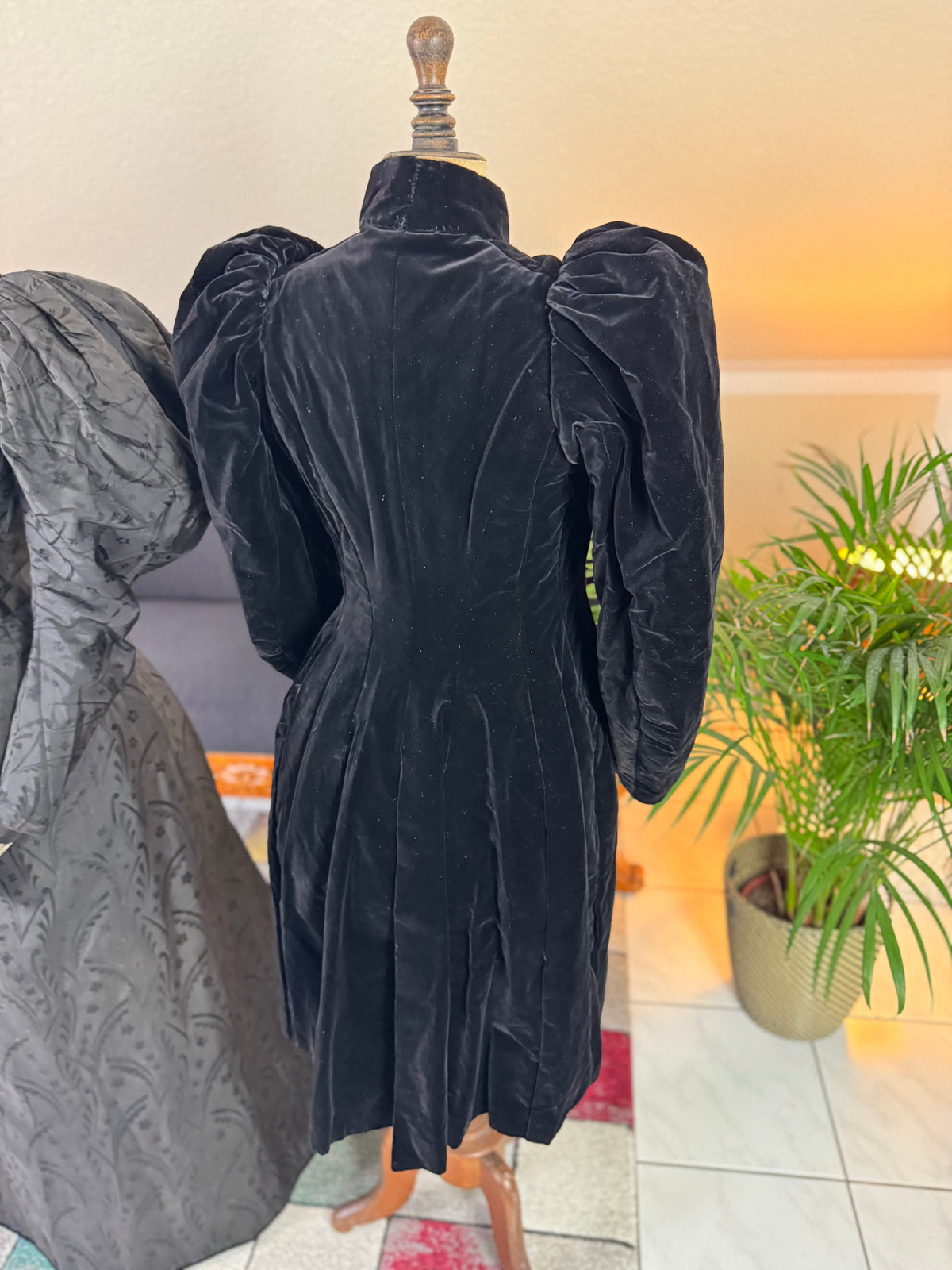 Victorian Silk Dress with Velvet Coat, ca. 1895 - Authentic American Antique Fashion