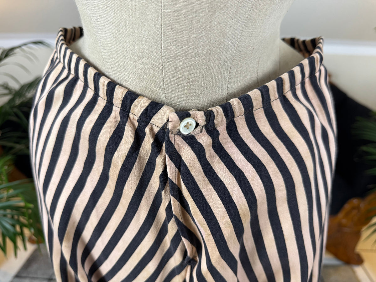 Edwardian Striped Cotton Bathing Suit Set, ca. 1910