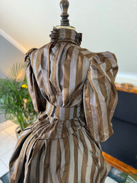 Antique Victorian Striped Day Dress – American Silk Ensemble circa 1891