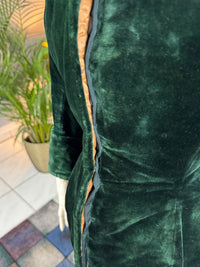 Rare Victorian Riding Jacket, ca. 1878 - Green Velvet, Quilted Silk Lining, Historic Equestrian Fashion