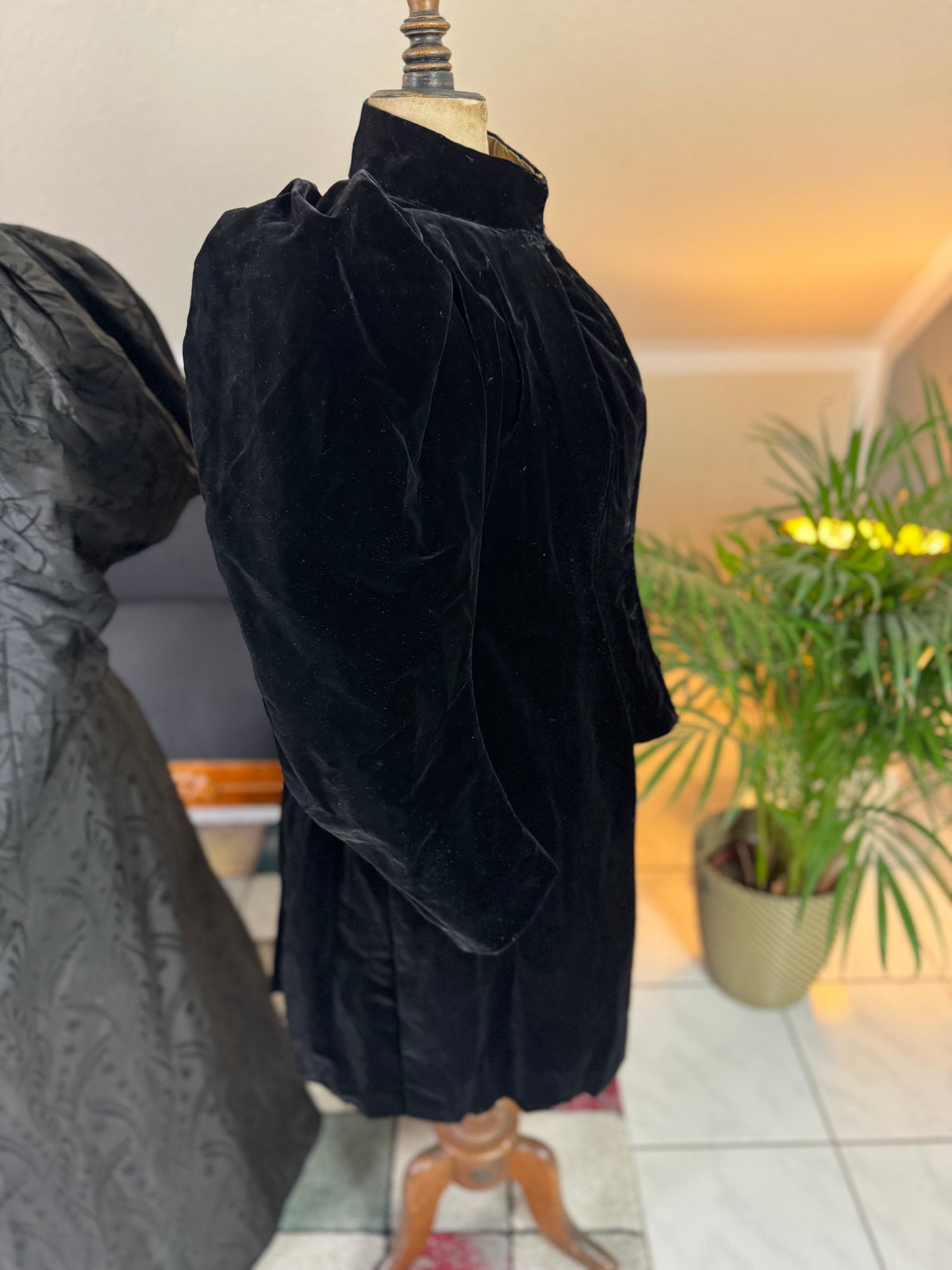 Victorian Silk Dress with Velvet Coat, ca. 1895 - Authentic American Antique Fashion