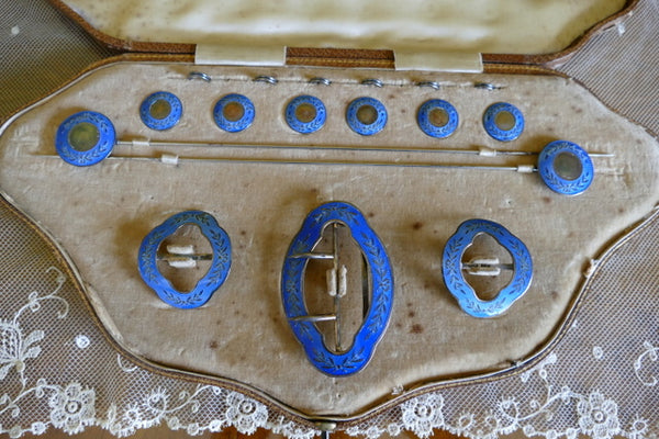 HENRY MATTHEWS Service de table ancien en argent et émail, Birmingham, 1910