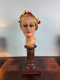 Victorian Lace Bonnet with Red Ribbons, England, ca. 1870