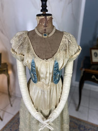 Chantilly & Sky Blue Satin Evening Dress, ca. 1914