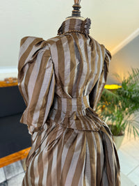 Antique Victorian Striped Day Dress – American Silk Ensemble circa 1891