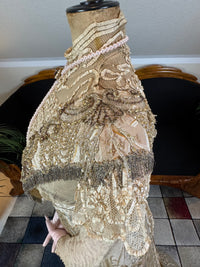 Antique Edwardian Evening Dress ca. 1908 – Painted Silk Panels & Crochet Lace Couture