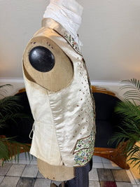 Antique Waistcoat & Blue Silk Knee‑Length Trousers, ca. 1790 – Embroidered Floral Menswear Ensemble