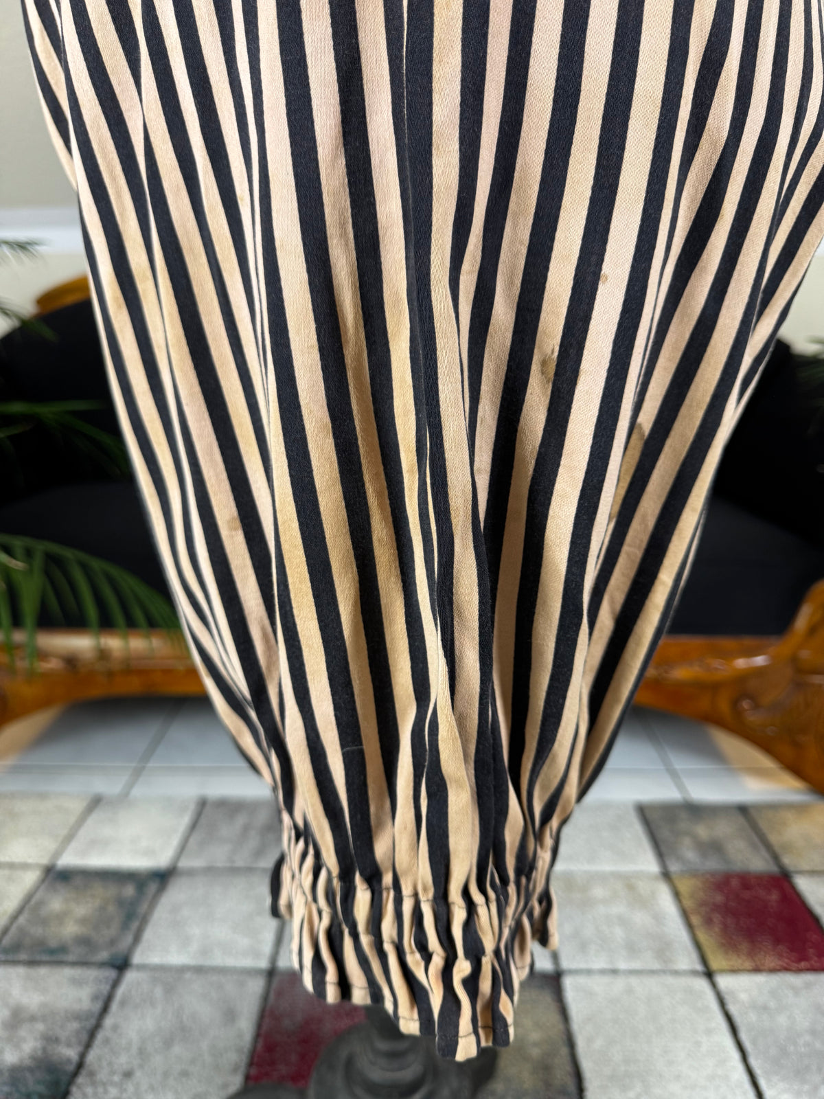 Edwardian Striped Cotton Bathing Suit Set, ca. 1910