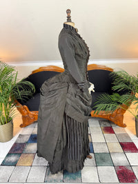 Antique Victorian Bustle Day Dress – American Satin Ensemble circa 1880
