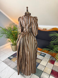 Antique Victorian Striped Day Dress – American Silk Ensemble circa 1891
