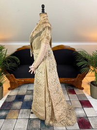 Antique Edwardian Evening Dress ca. 1908 – Painted Silk Panels & Crochet Lace Couture