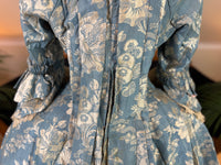Robe à la Française in blue and cream silk damask – Authentic Eighteenth‑Century Gown, ca. 1770