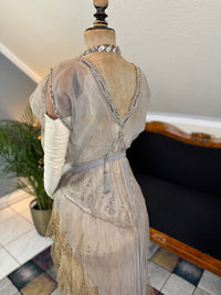 Antique GUSTAVE BEER Evening Dress – Silk Chiffon & Velvet, Paris Couture ca. 1912