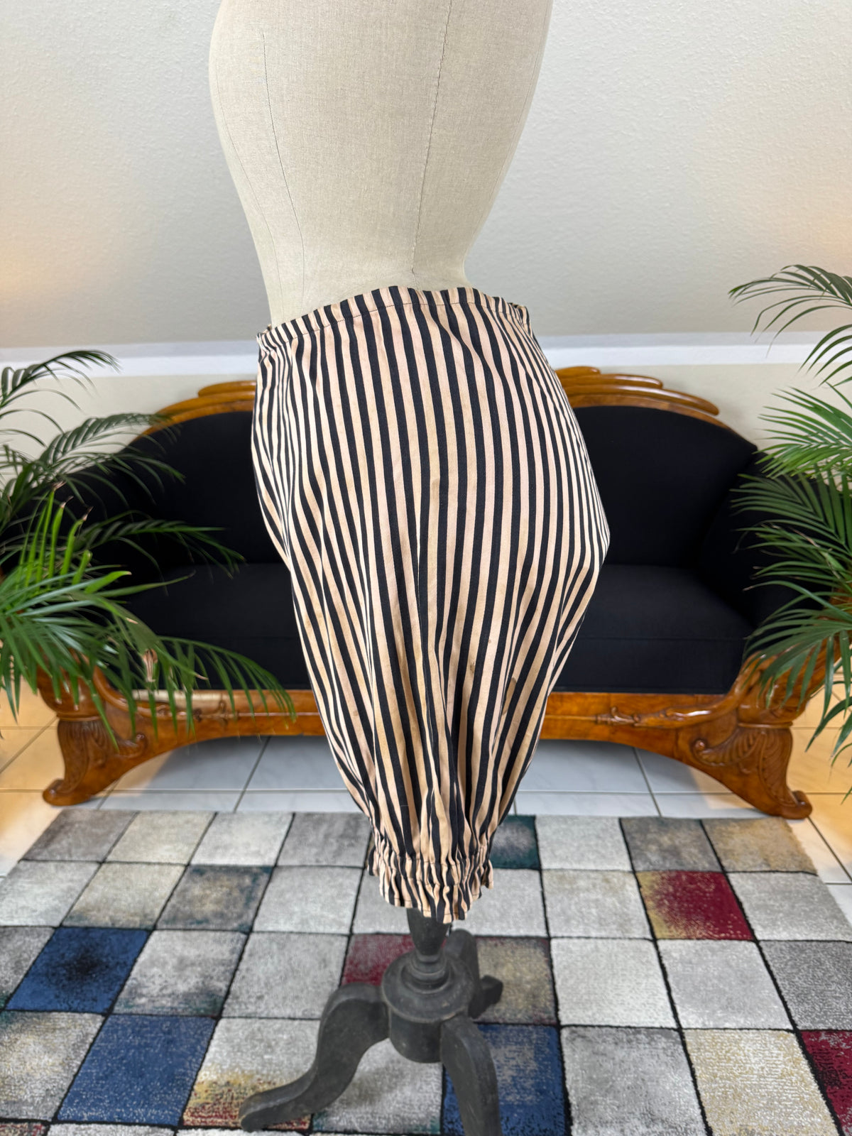 Edwardian Striped Cotton Bathing Suit Set, ca. 1910
