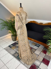 Antique Edwardian Evening Dress ca. 1908 – Painted Silk Panels & Crochet Lace Couture