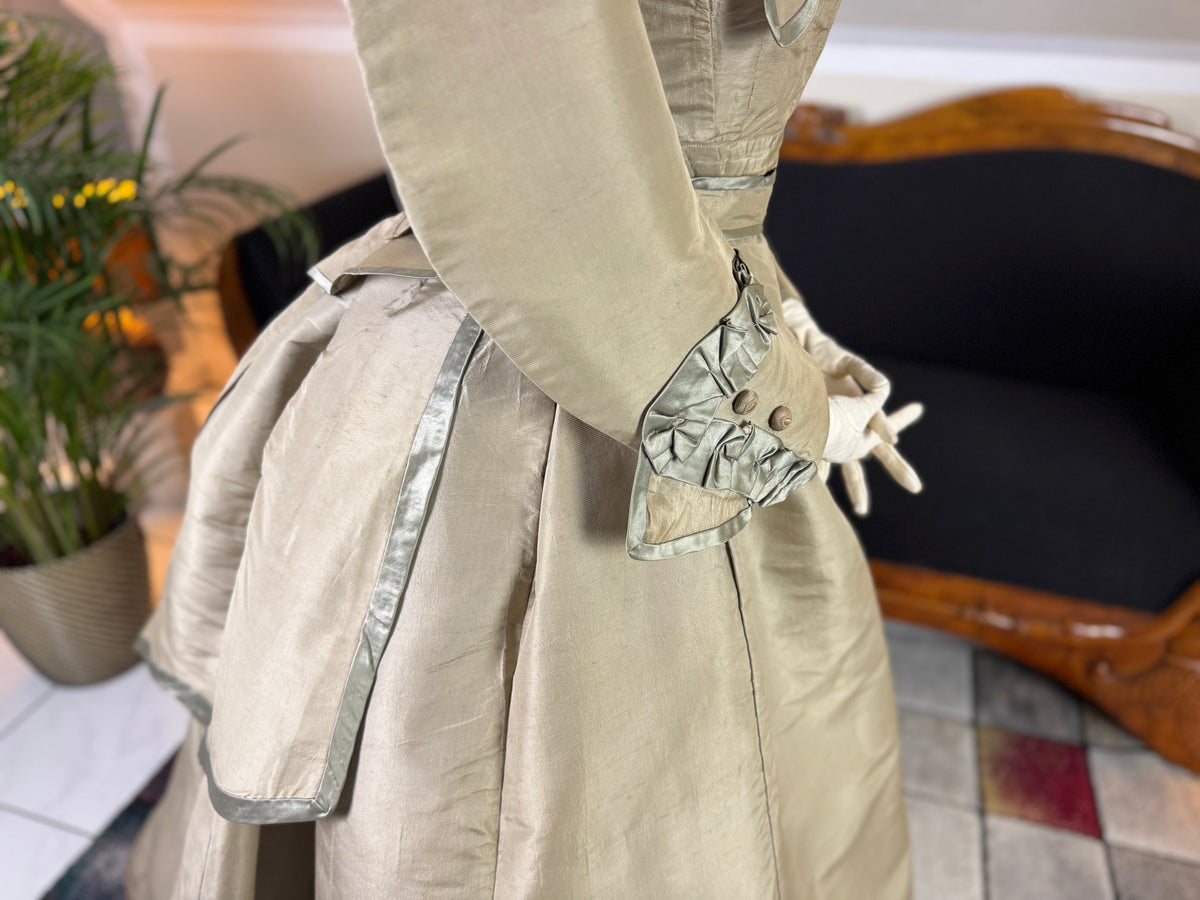 Antique Victorian Silk Gown, England, ca. 1868