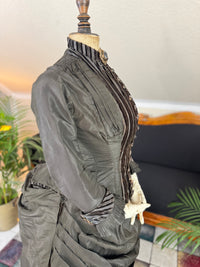 Antique Victorian Bustle Day Dress – American Satin Ensemble circa 1880