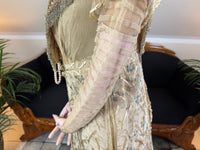 Antique Edwardian Evening Dress ca. 1908 – Painted Silk Panels & Crochet Lace Couture