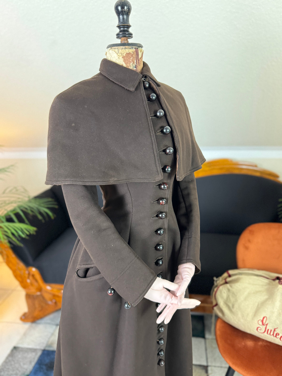 Ensemble de voyage victorien en laine avec sac assorti, Allemagne, vers 1898