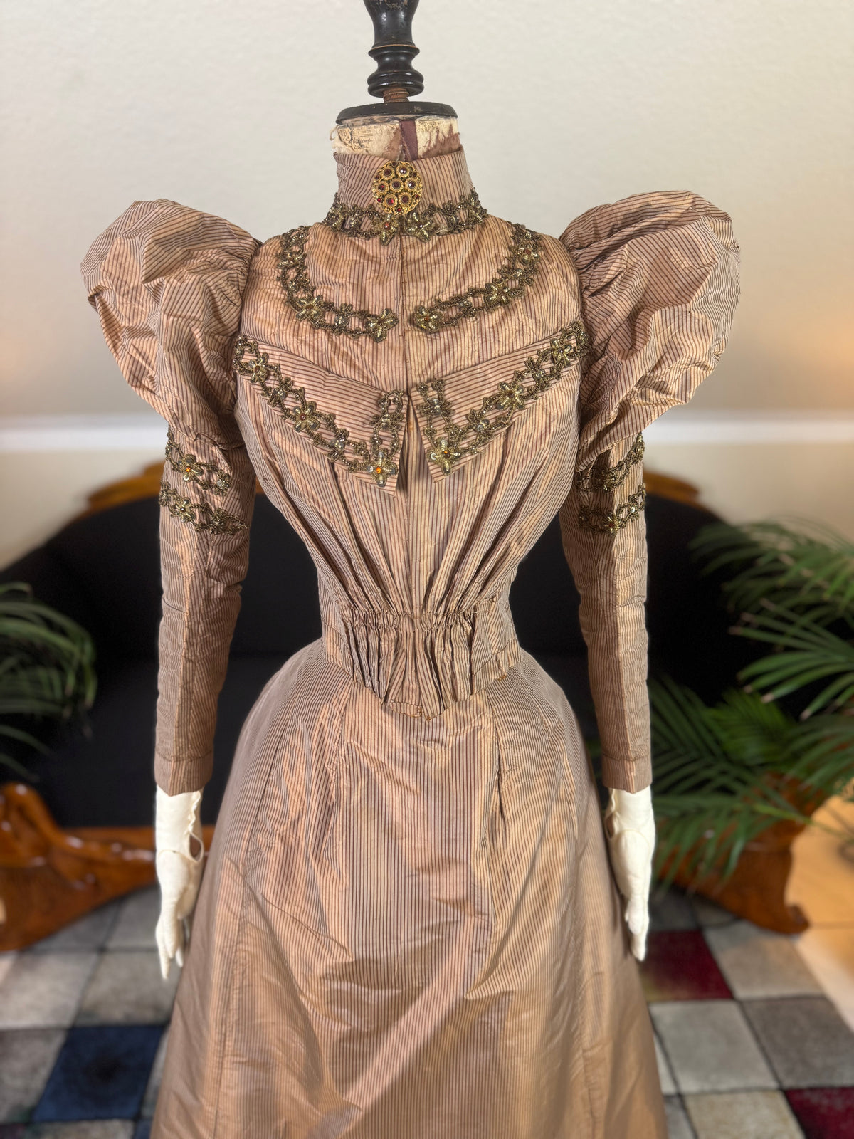 Antique Victorian Paper Silk Day Dress – England circa 1898