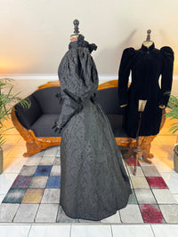 Victorian Silk Dress with Velvet Coat, ca. 1895 - Authentic American Antique Fashion